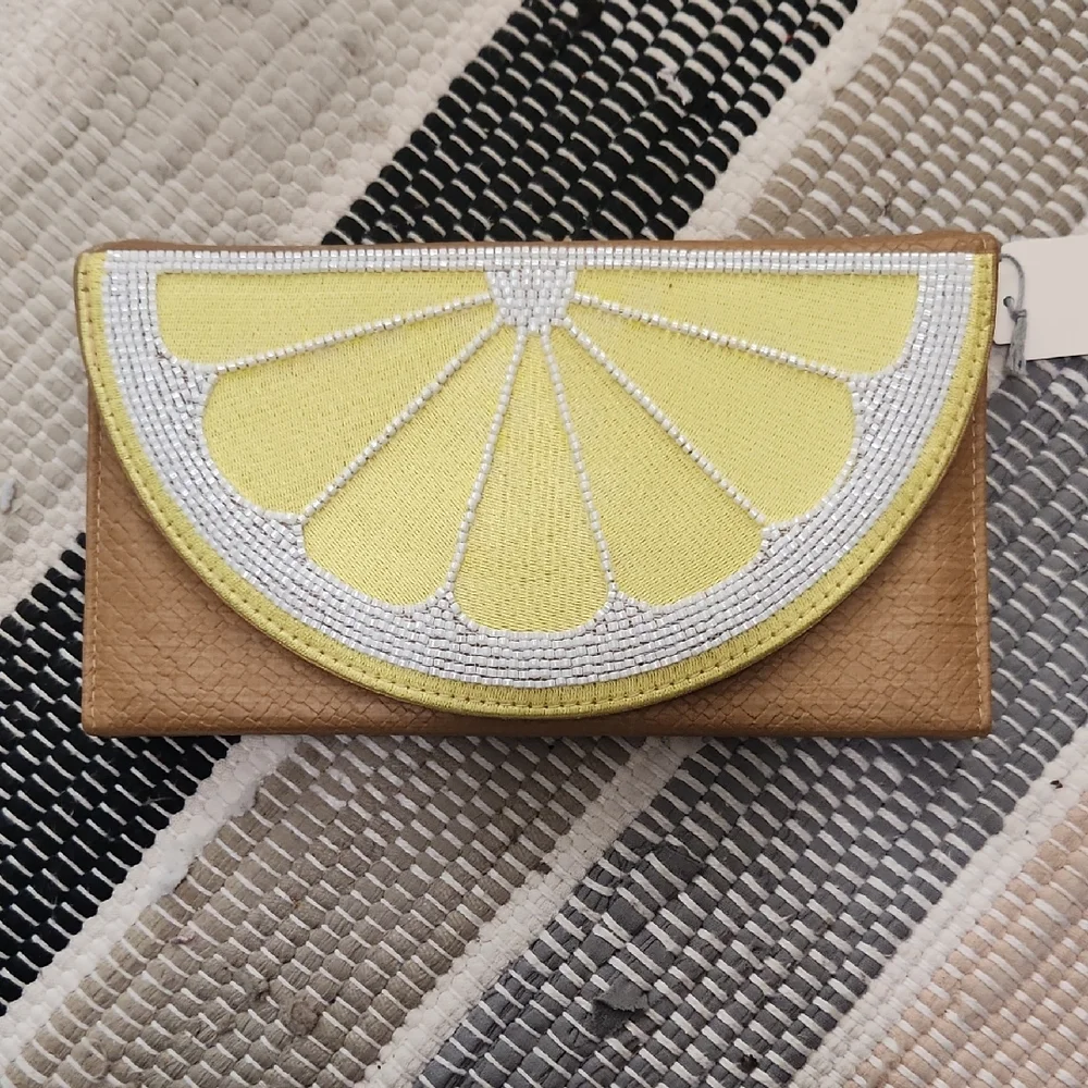 Lemon Slice Clutch‎ - Yellow and Brown